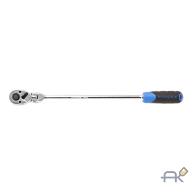 Трещотка реверсивная удлиненная шарнирная с резиновой ручкой 1/4L-300мм (72зуб.) F-802218L 